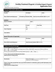 Document preview: Fertility Treatment Program: a Funding Support Program Application Form - Prince Edward Island, Canada
