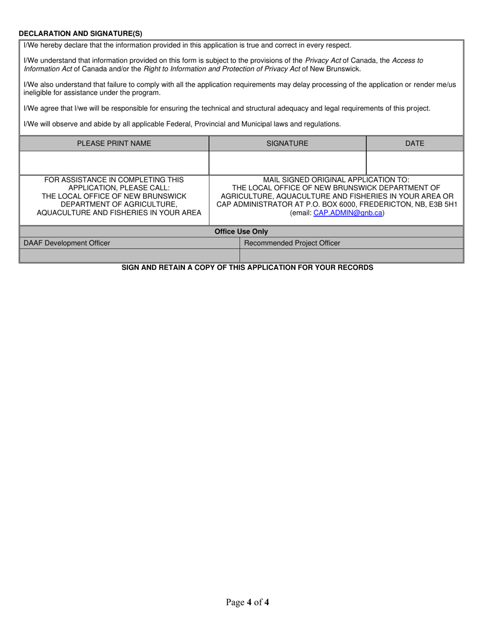 Apple Industry Development Program Application - New Brunswick, Canada, Page 4