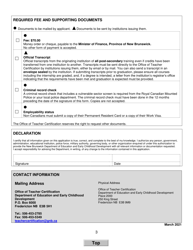 Form A Teacher&#039;s Certificate Application Form for New Brunswick Graduates - New Brunswick, Canada, Page 3