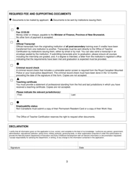 Form B Teacher&#039;s Certificate Application Form for Teachers Certified in Canada - New Brunswick, Canada, Page 3