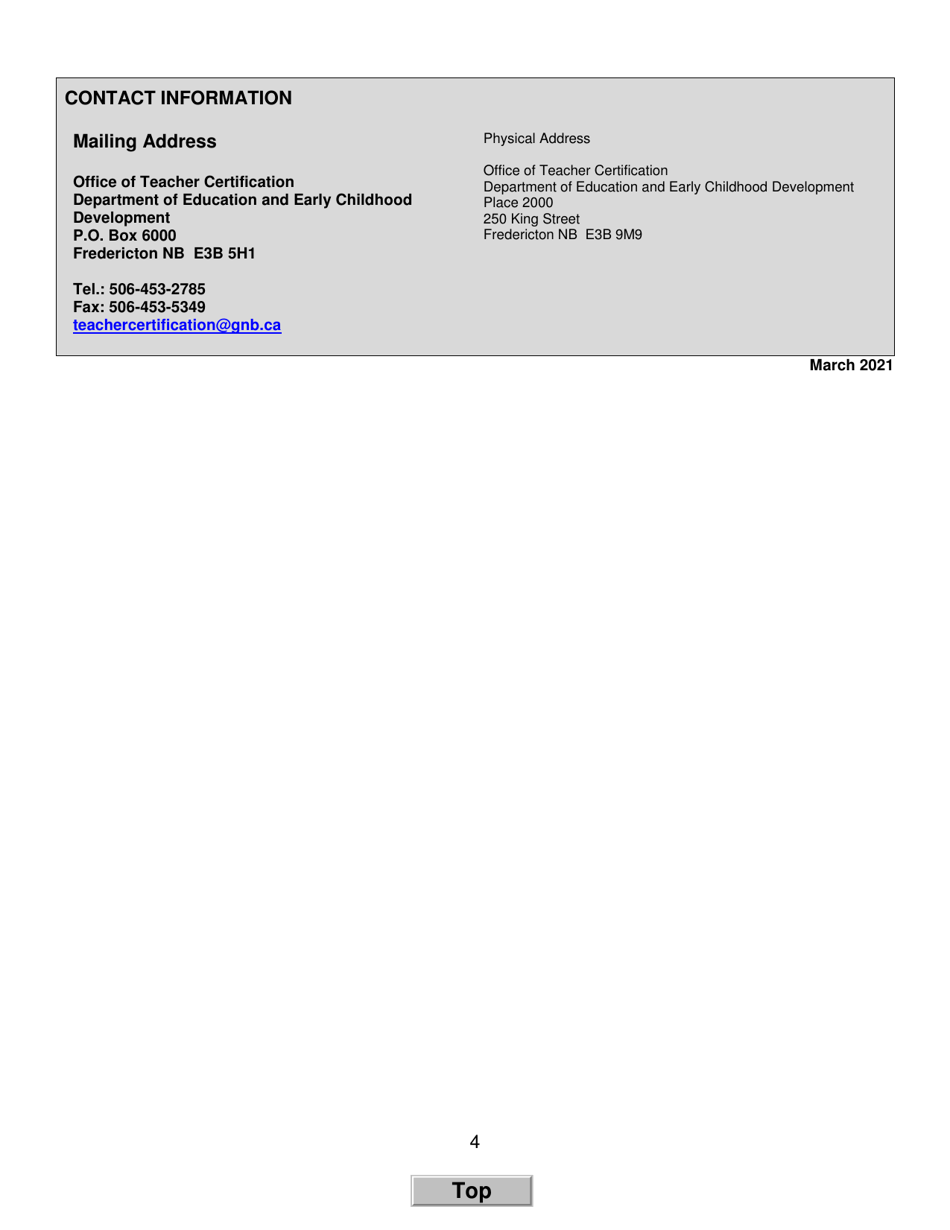 Form B Teachers Certificate Application Form for Teachers Certified in Canada - New Brunswick, Canada, Page 4