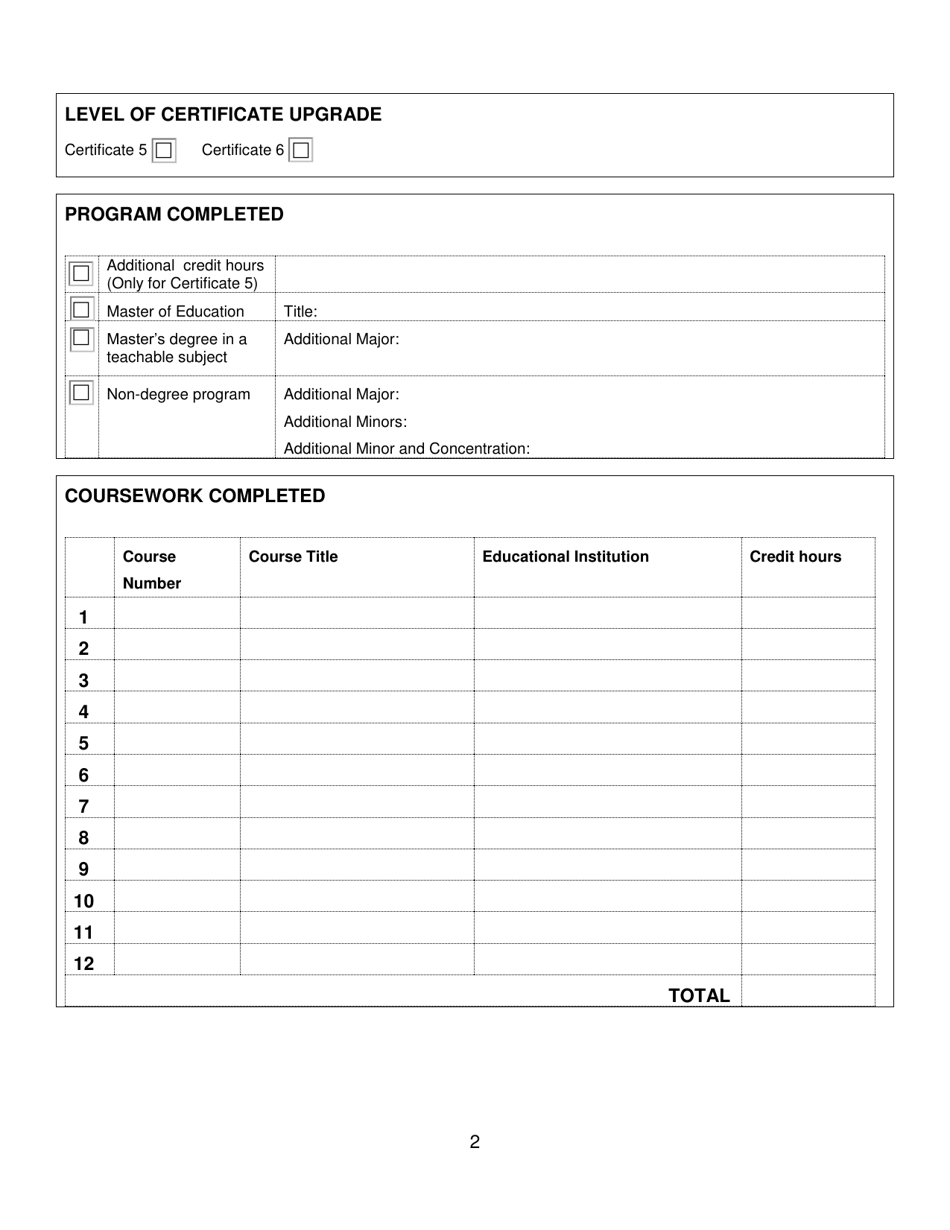 Form K Teachers Certificate Level Upgrade - New Brunswick, Canada, Page 2