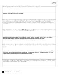 Forme F-0064-2 Volet 2 Formulaire De Demande D&#039;aide Financiere - Programme Innovation Soutien Aux Projets D&#039;innovation En Intelligence Artificielle - Quebec, Canada (French), Page 3
