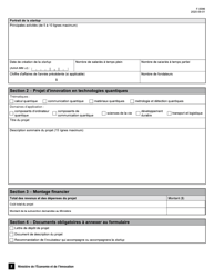 Forme F-0096 Volet 1 Formulaire De Demande D&#039;aide Financiere - Appel De Projets D&#039;innovation En Technologies Quantiques - Quebec, Canada (French), Page 2