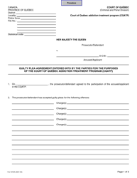 Form SJ-1072A &quot;Guilty Plea Agreement Entered Into by the Parties for the Purposes of the Court of Quebec Addiction Treatment Program (Cqatp)&quot; - Quebec, Canada