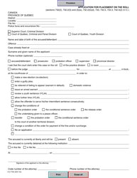 Form SJ-779A &quot;Application for Placement on the Roll&quot; - Quebec, Canada