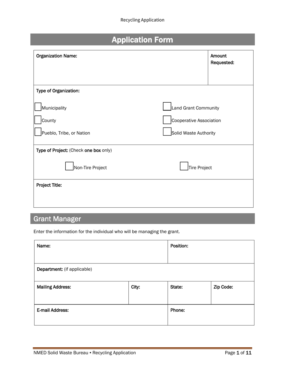 Recycling and Illegal Dumping Grant Application Form - New Mexico, Page 10