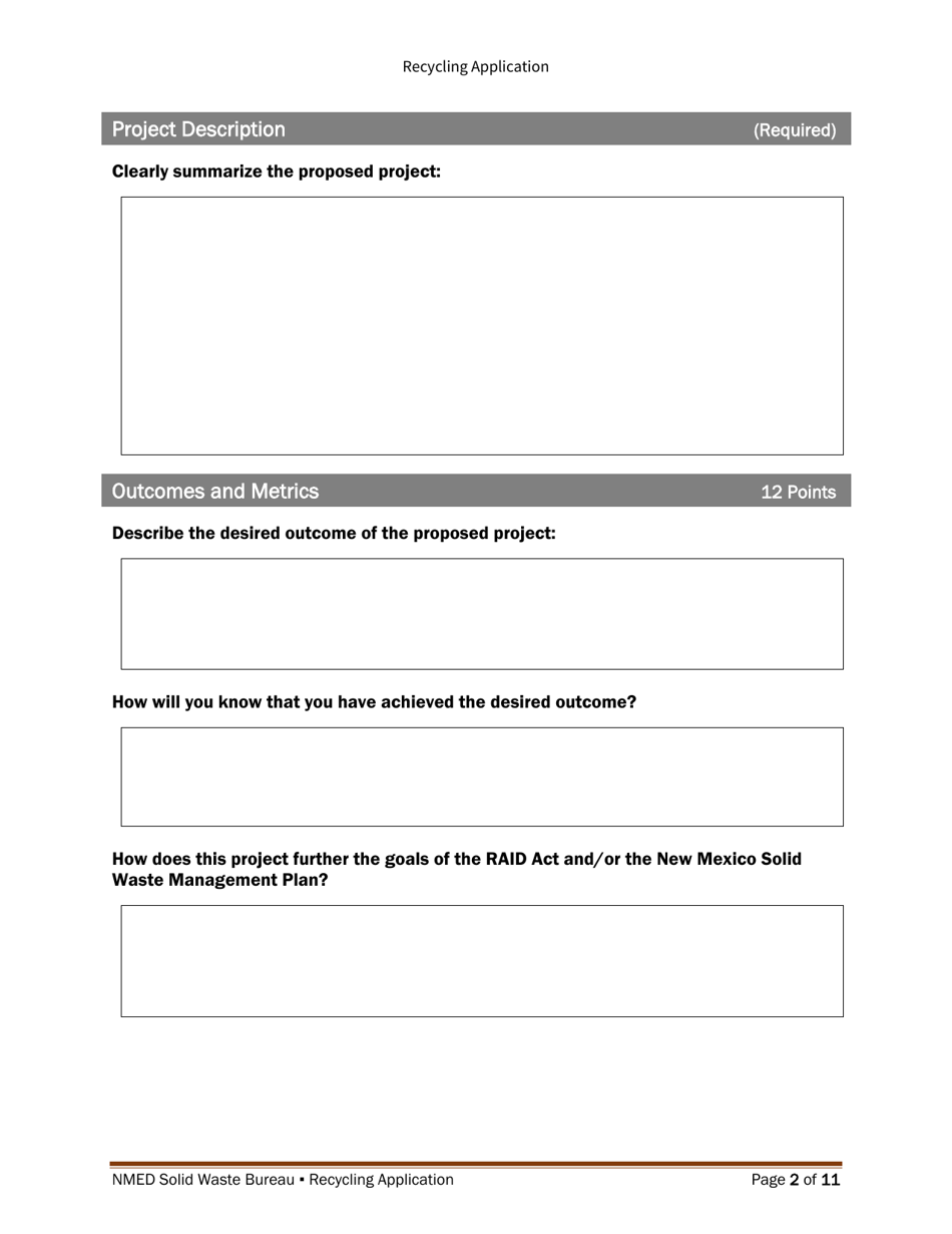Recycling and Illegal Dumping Grant Application Form - New Mexico, Page 11