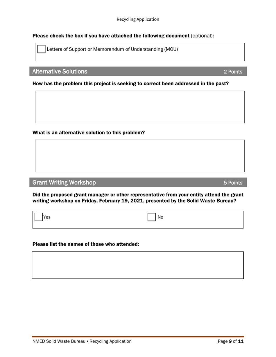 Recycling and Illegal Dumping Grant Application Form - New Mexico, Page 18