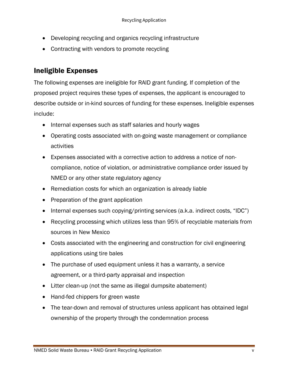 Recycling and Illegal Dumping Grant Application Form - New Mexico, Page 5