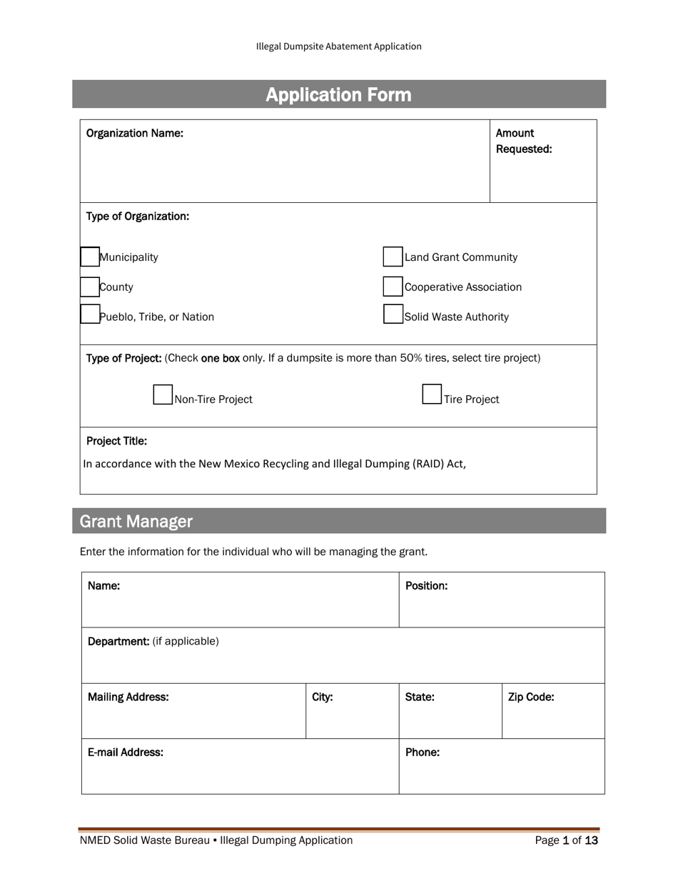 Illegal Dumpsite Abatement Application - New Mexico, Page 10
