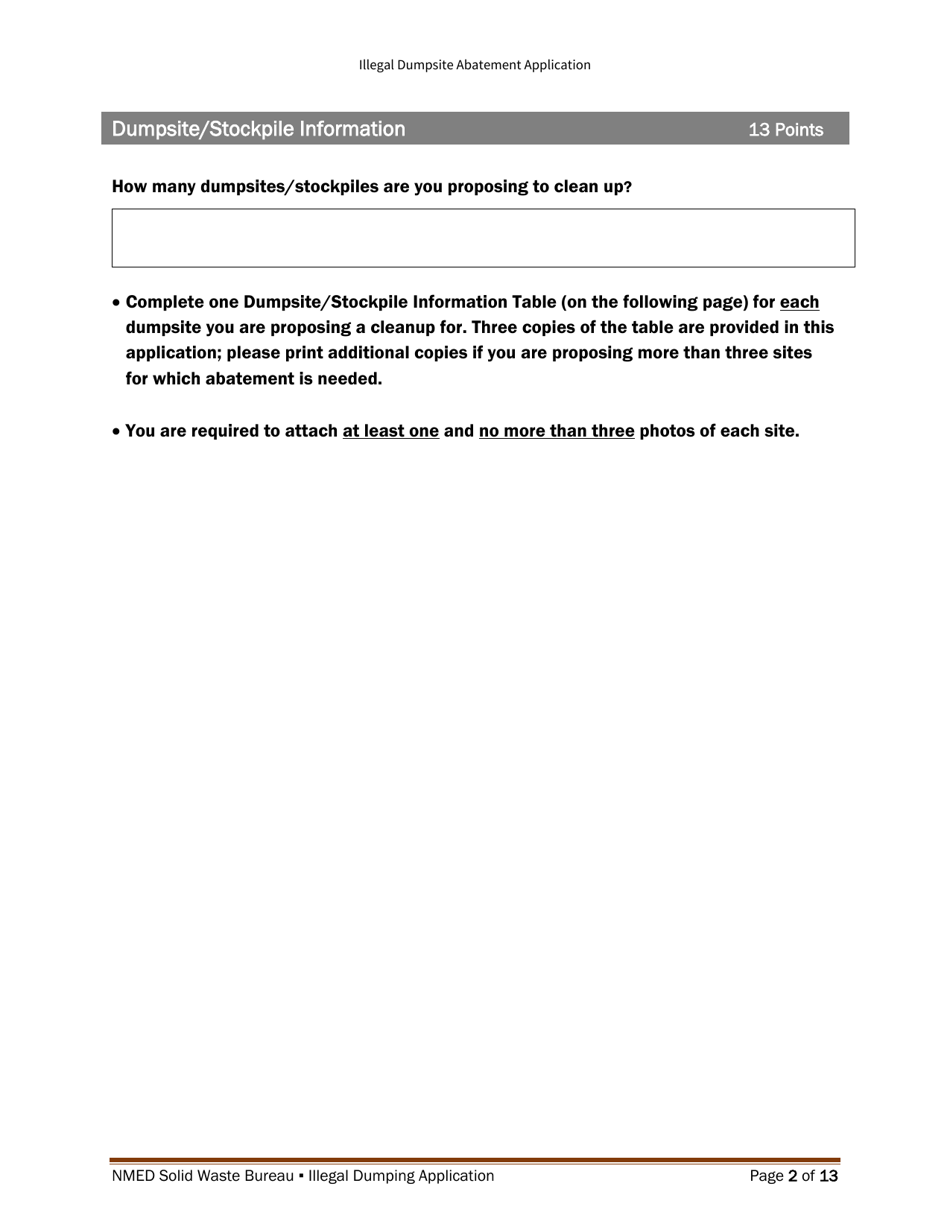 Illegal Dumpsite Abatement Application - New Mexico, Page 11