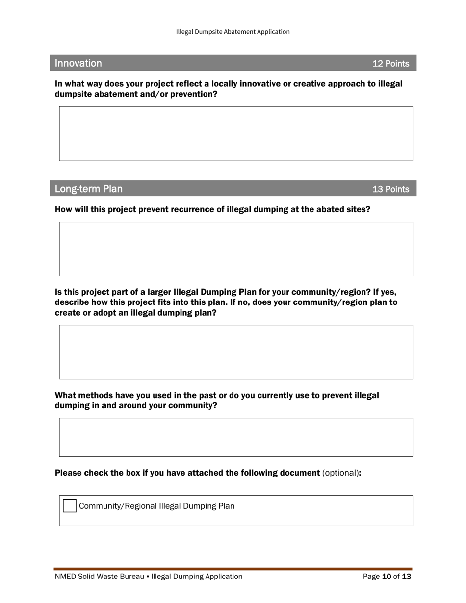 Illegal Dumpsite Abatement Application - New Mexico, Page 19
