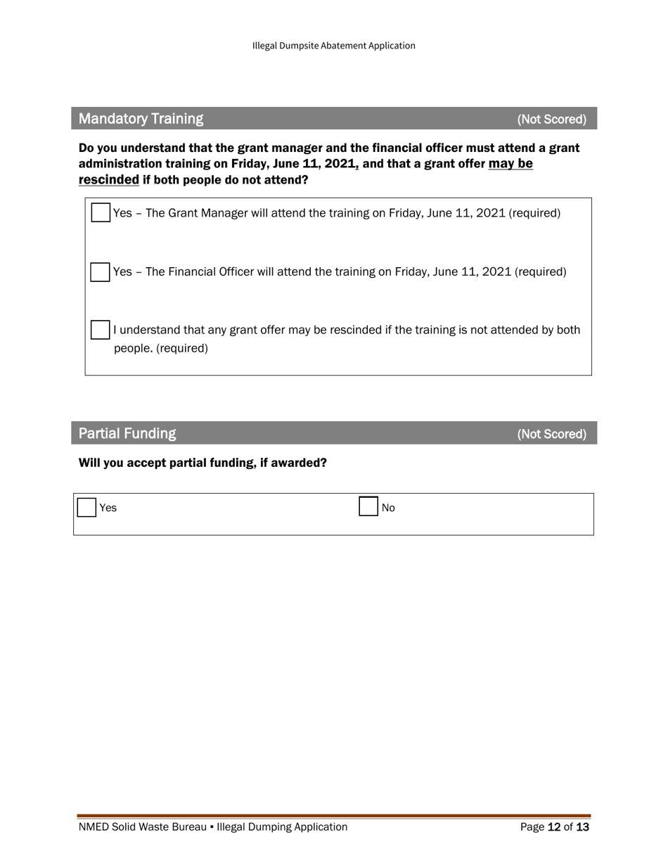 Illegal Dumpsite Abatement Application - New Mexico, Page 21