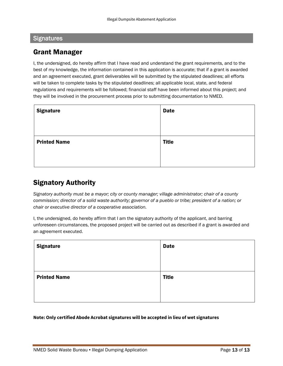 Illegal Dumpsite Abatement Application - New Mexico, Page 22