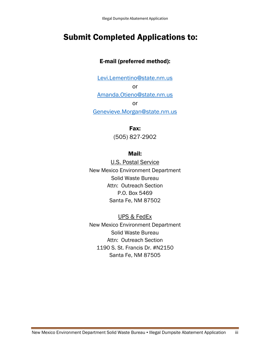 Illegal Dumpsite Abatement Application - New Mexico, Page 3