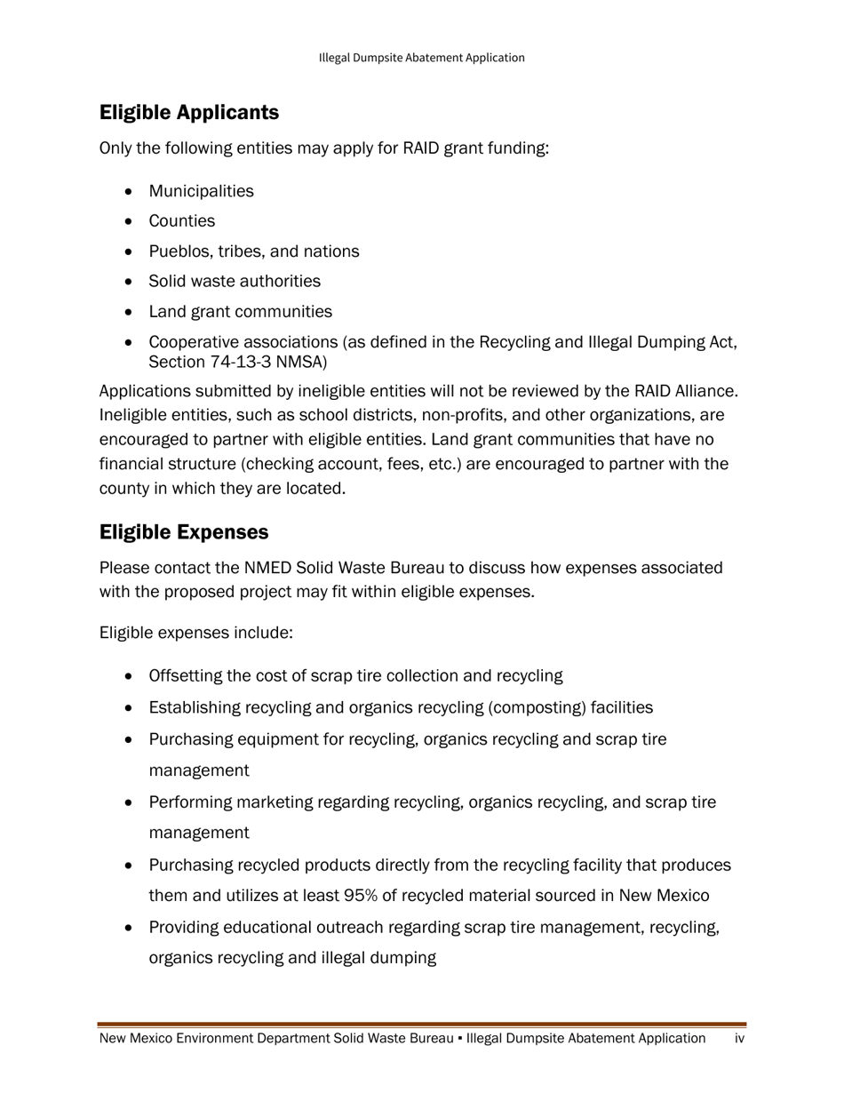 Illegal Dumpsite Abatement Application - New Mexico, Page 4