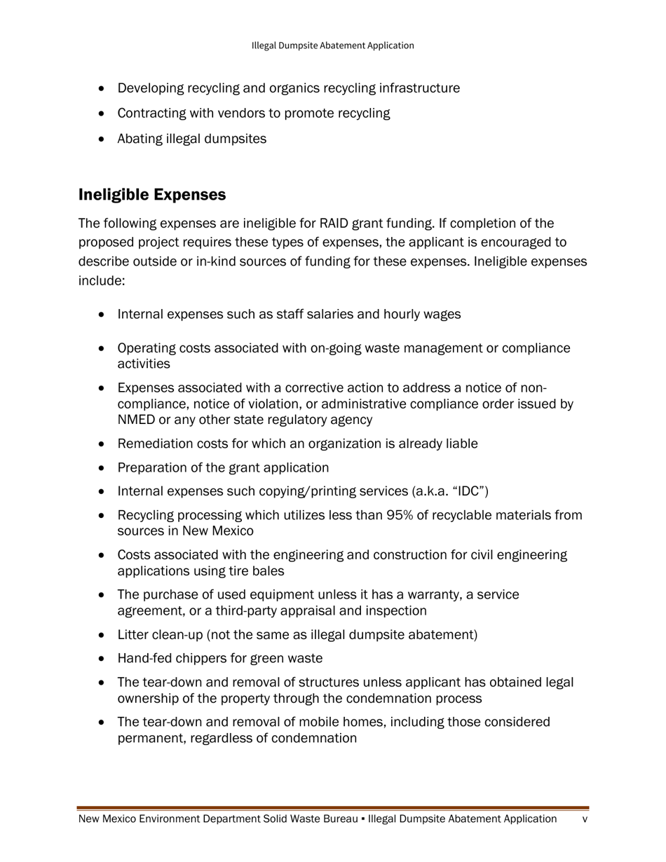 Illegal Dumpsite Abatement Application - New Mexico, Page 5