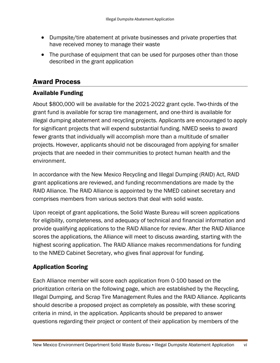 Illegal Dumpsite Abatement Application - New Mexico, Page 6