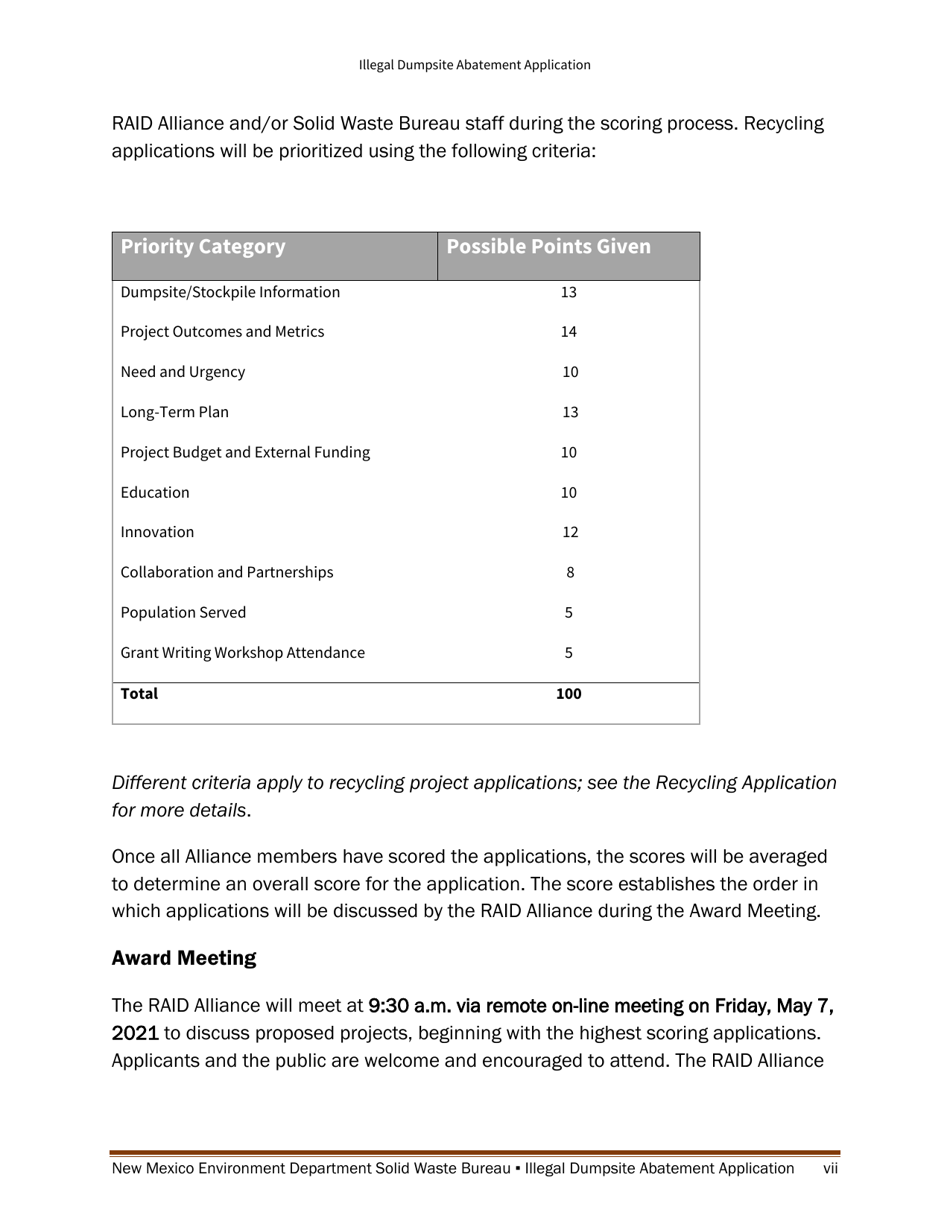 Illegal Dumpsite Abatement Application - New Mexico, Page 7