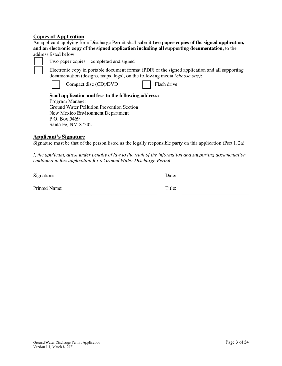 Ground Water Discharge Permit Application - New Mexico, Page 3