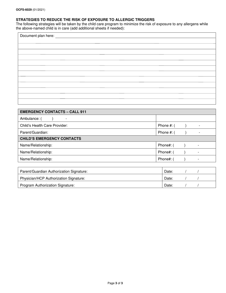 Form OCFS-6029 Download Printable PDF or Fill Online Individual Allergy ...