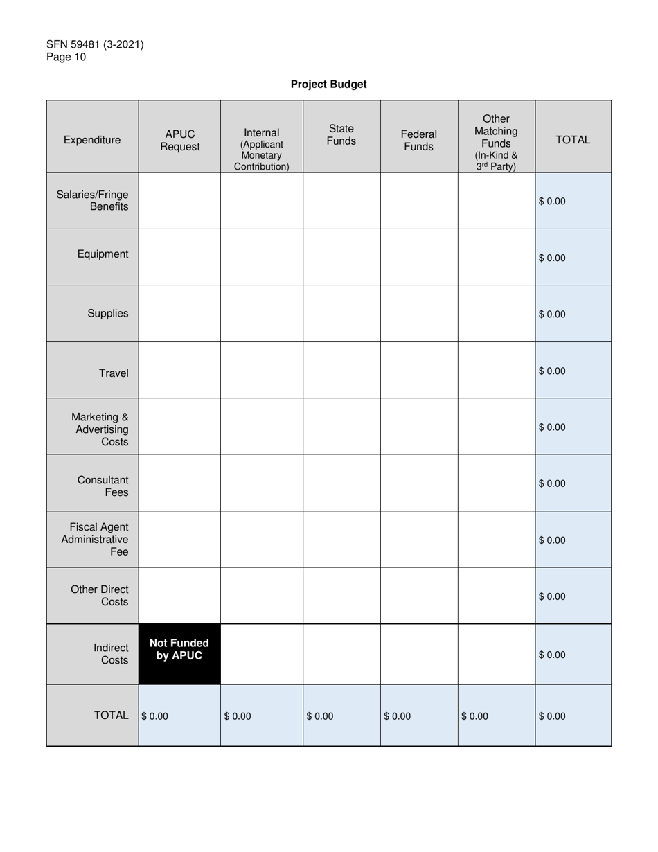 Form SFN59481 Agricultural Products Utilization Commission Grant Application - North Dakota, Page 10
