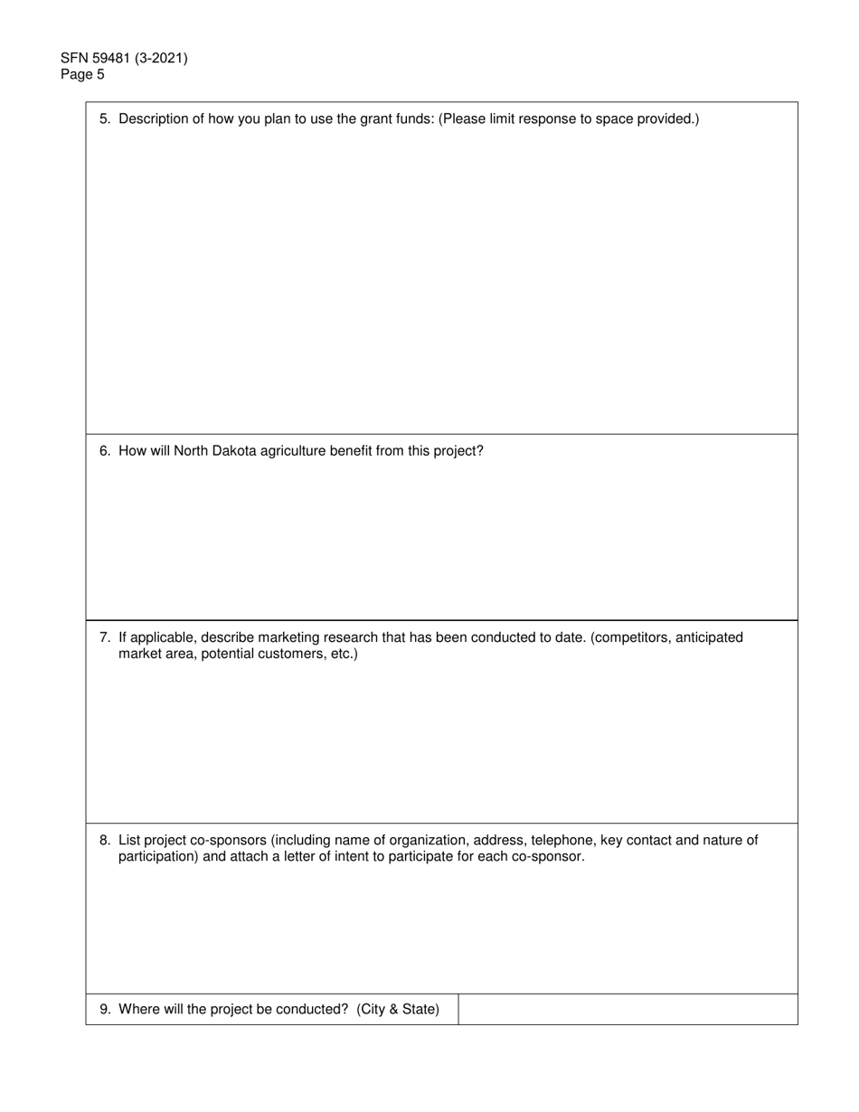 Form SFN59481 Agricultural Products Utilization Commission Grant Application - North Dakota, Page 5