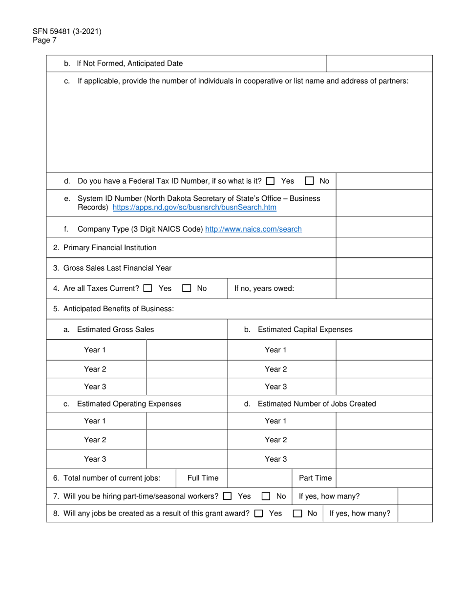Form SFN59481 Agricultural Products Utilization Commission Grant Application - North Dakota, Page 7