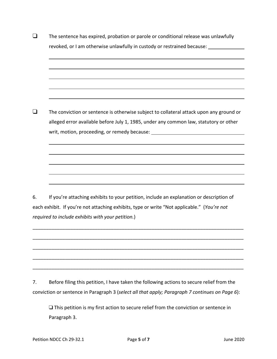 Petition for Post-conviction Relief - North Dakota, Page 5