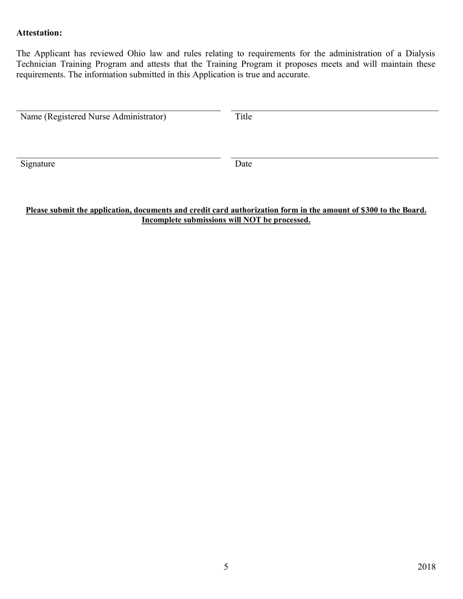 Form A Dialysis Technician Training Program Approval Application - Ohio, Page 6