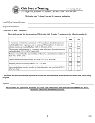 Medication Aide Training Program Re-approval Application - Ohio, Page 2
