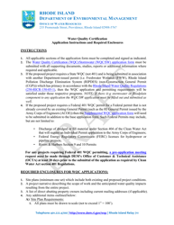 Document preview: Instructions for Application for Stormwater Construction Permit and Water Quality Certification - Draft - Rhode Island