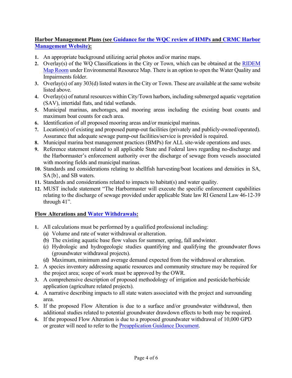 Instructions for Application for Stormwater Construction Permit and Water Quality Certification - Draft - Rhode Island, Page 4