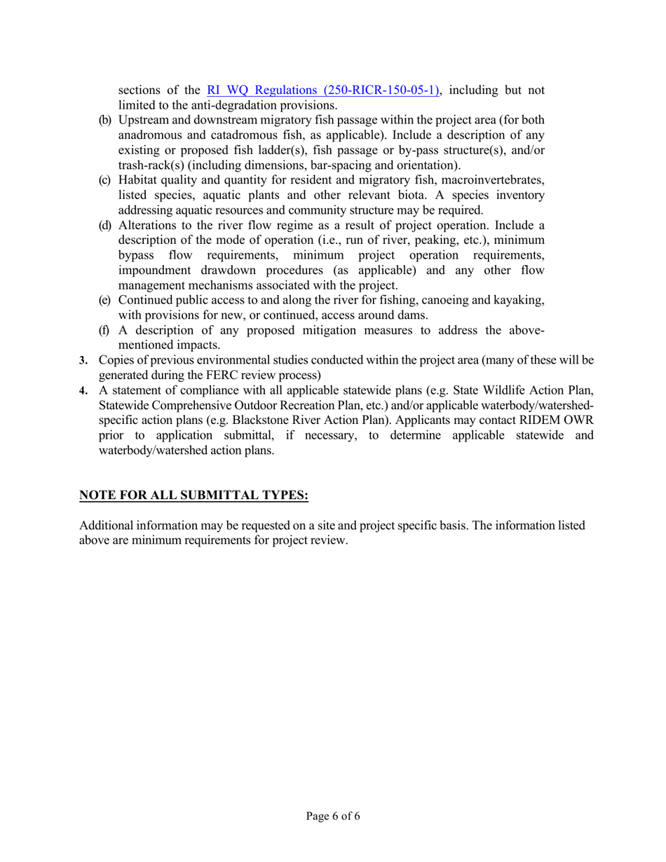 Instructions for Application for Stormwater Construction Permit and Water Quality Certification - Draft - Rhode Island, Page 6