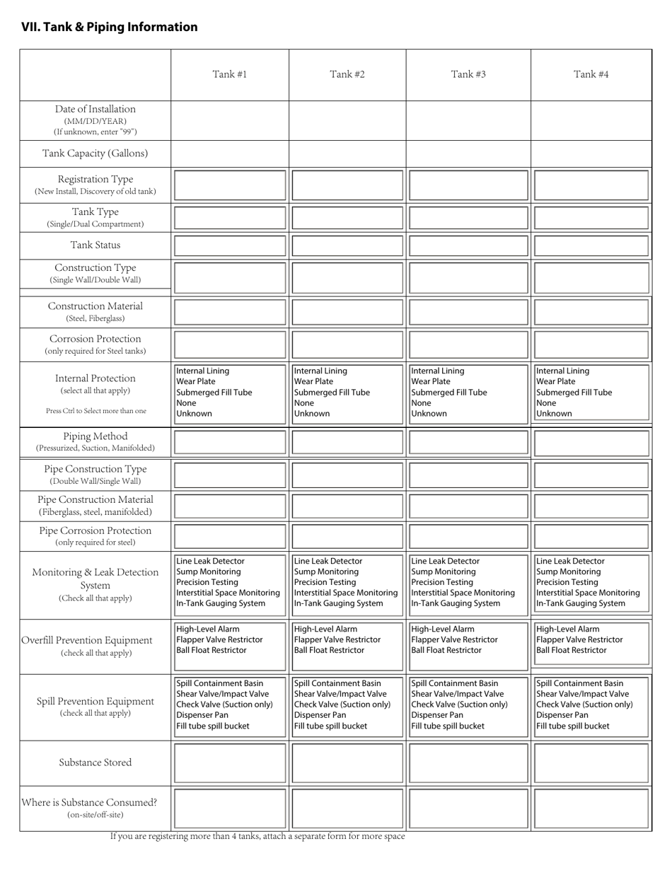 Underground Storage Tank Registration Form - Rhode Island, Page 4