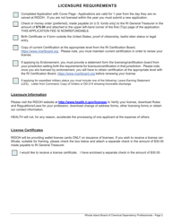 Rhode Island License Application For Chemical Dependency Professional ...