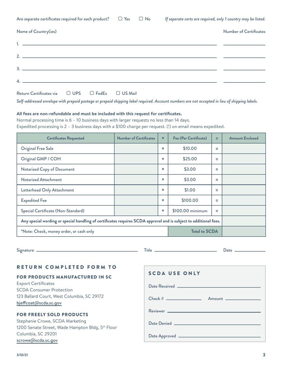 Export Document Application - South Carolina, Page 3