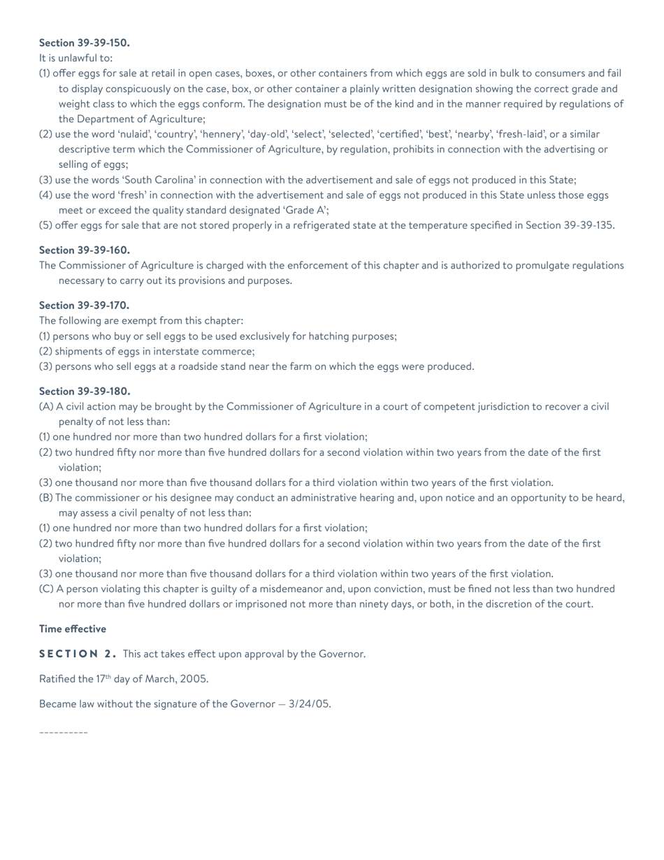 CPD Form 485 Application for South Carolina Egg License - South Carolina, Page 4