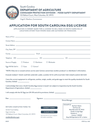 CPD Form 485 Application for South Carolina Egg License - South Carolina, Page 5