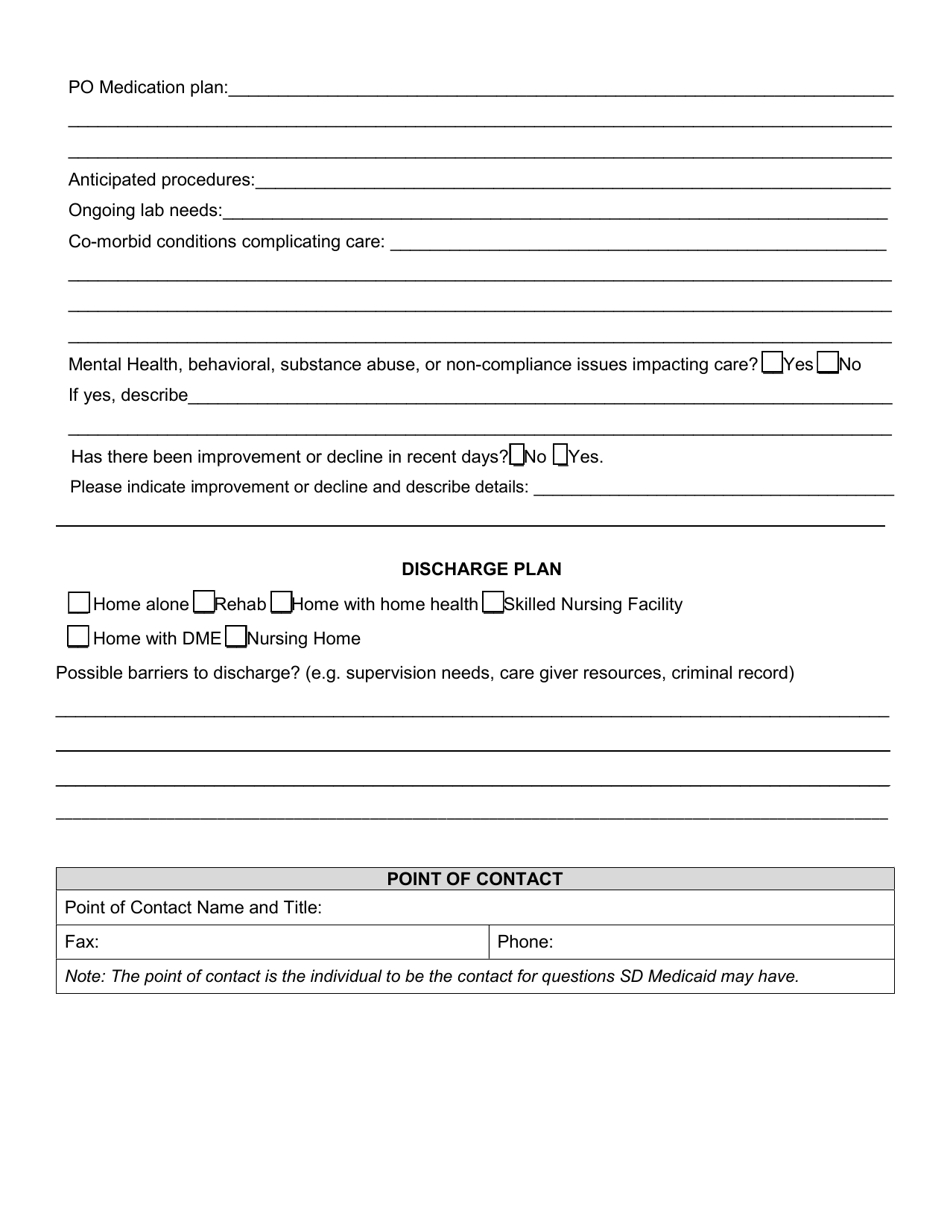 Long Term Acute Care (Ltac) and Out-of-State Rehab Prior Authorization Request Form - South Dakota, Page 5