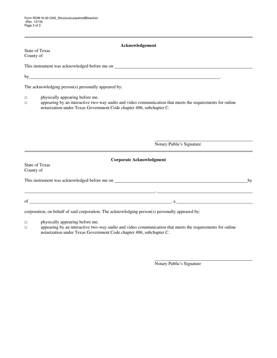 Form ROW-N-30-OAS_STRUCTURELEASEHOLDBISECTION Quitclaim Deed - Oas Structure and Leasehold-Bisection - Texas, Page 3