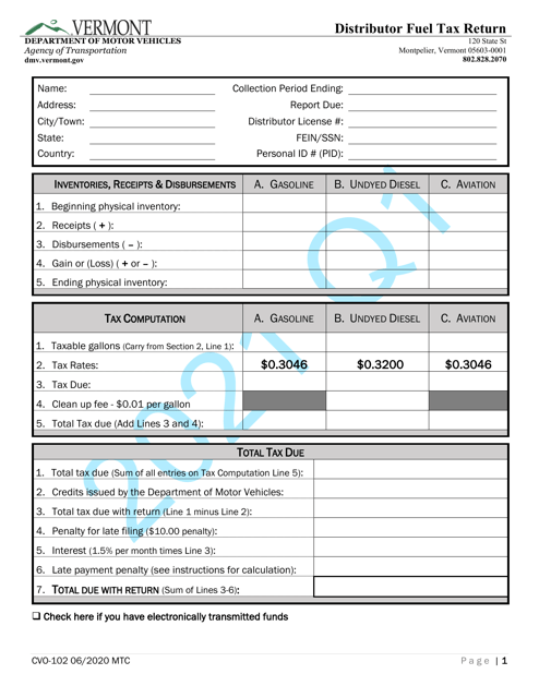 Form CVO-102 2021 Printable Pdf