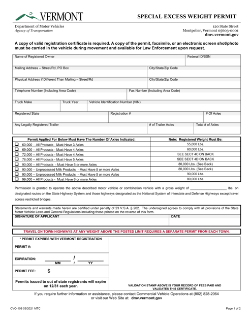 Form CVO-109  Printable Pdf