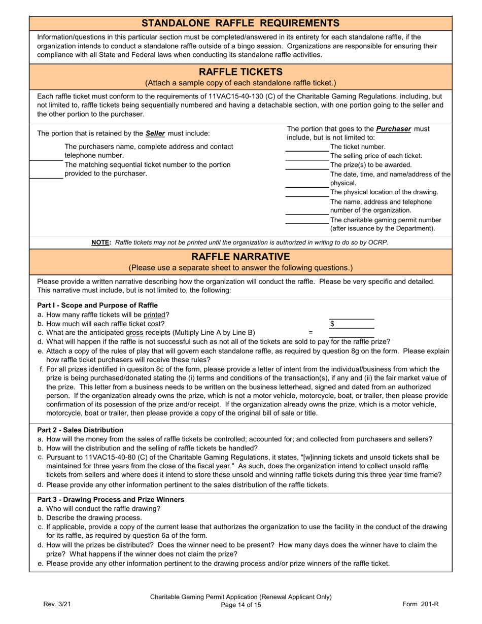 Form 201-R Charitable Gaming Permit Application (Renewal Applicant Only) - Virginia, Page 14