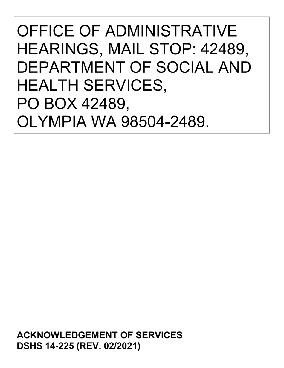 DSHS Form 14-225 Acknowledgement of Services - Large Print - Washington, Page 5