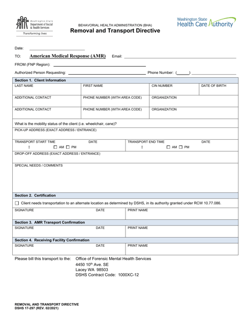 DSHS Form 17-297  Printable Pdf