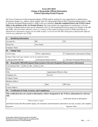 Form OP-CRO2 (TCEQ-10010) Change of Responsible Official Information - Texas, Page 5