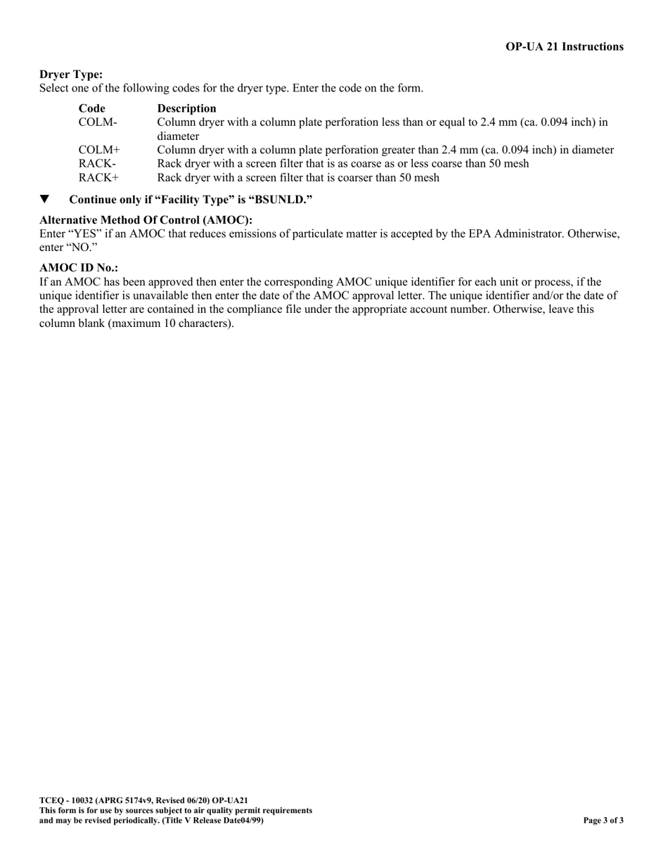 Form OP-UA21 (TCEQ-10032) Grain Elevator Attributes - Texas, Page 3