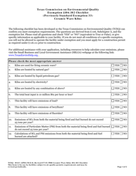Document preview: Form TCEQ-10113 Exemption 106.182 Checklist - Ceramic Ware Kilns - Texas